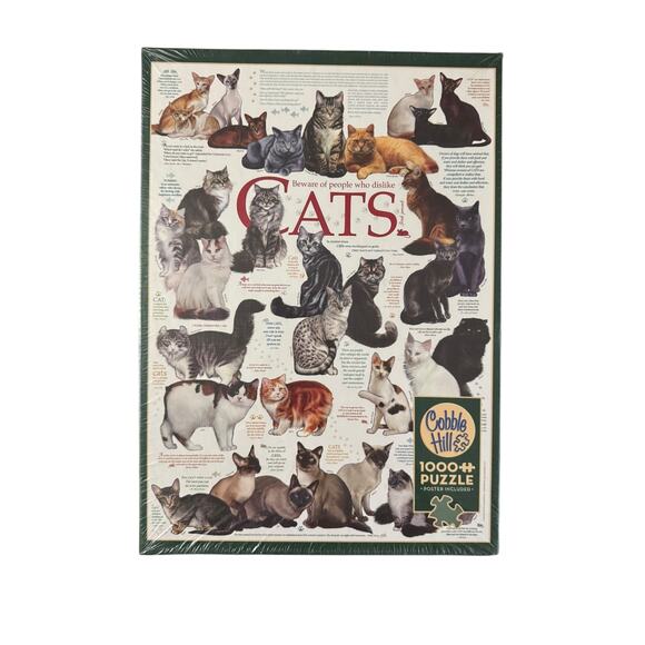 Cobble Hill Puzzles Cat Quotes by Lucia Guarnotta 1000 Piece New Sealed - Picture 1 of 3